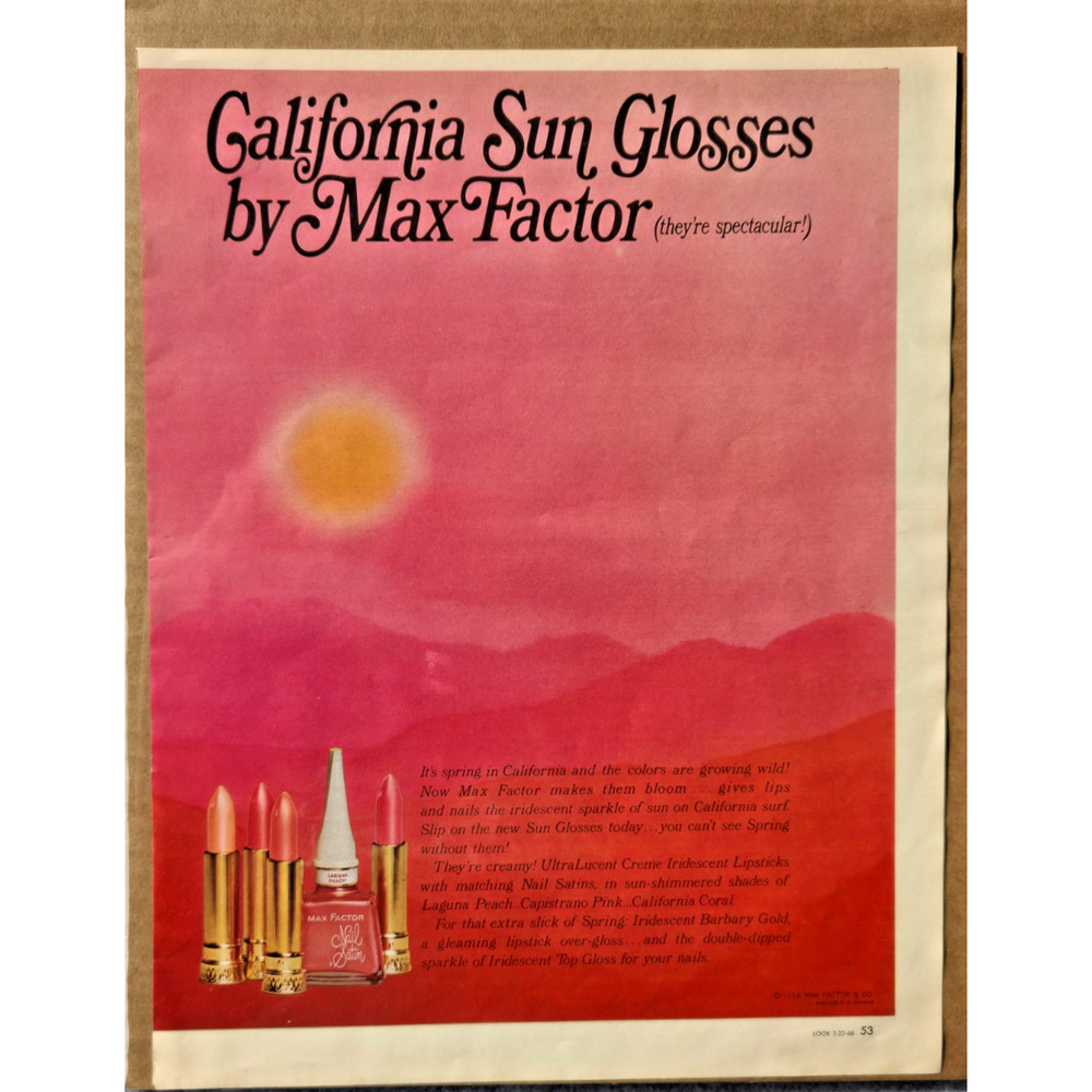 Vintage 1966 Max Factor Print Advertisement from Look Magazine